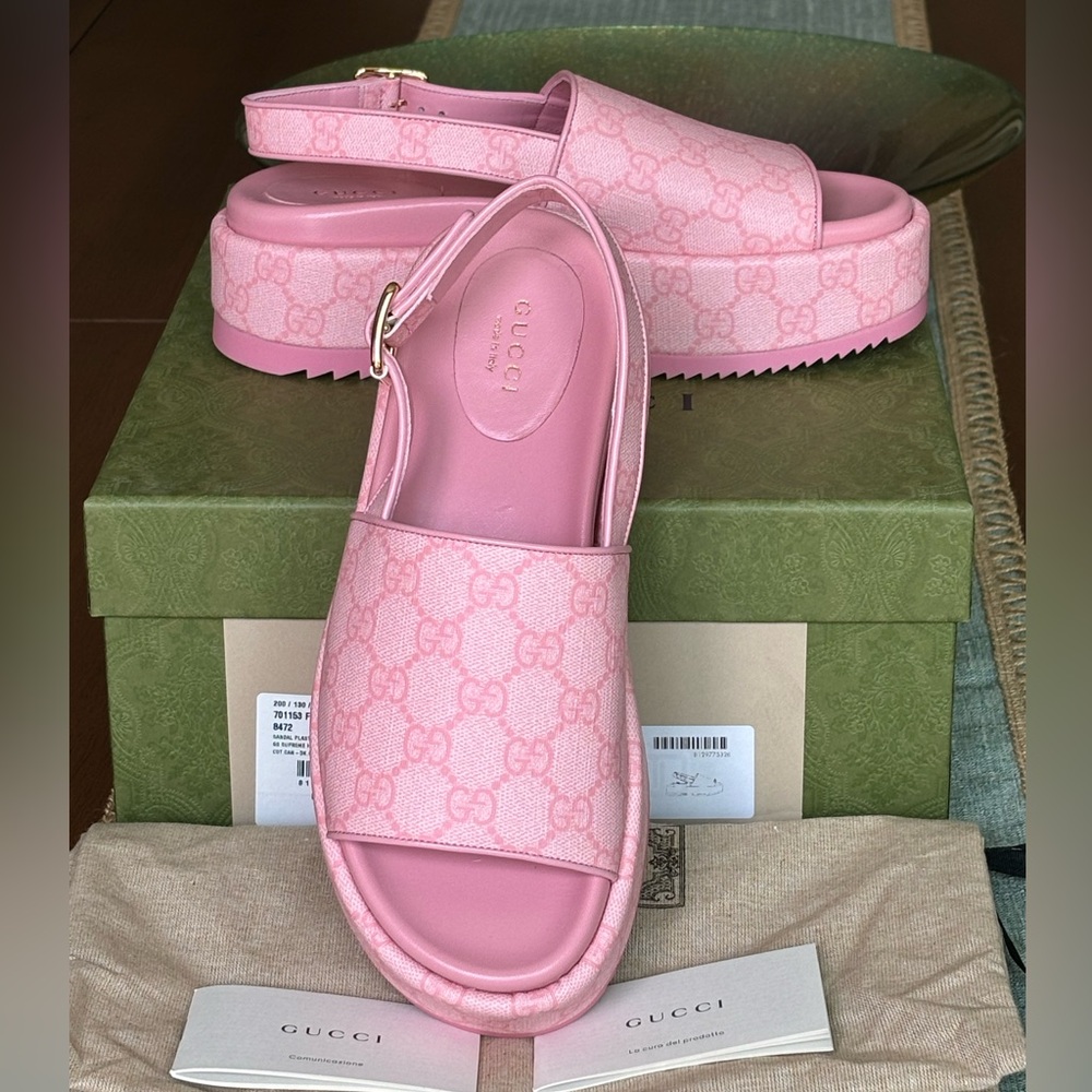 Gucci Angelina GGSupreme Slingback Sandals